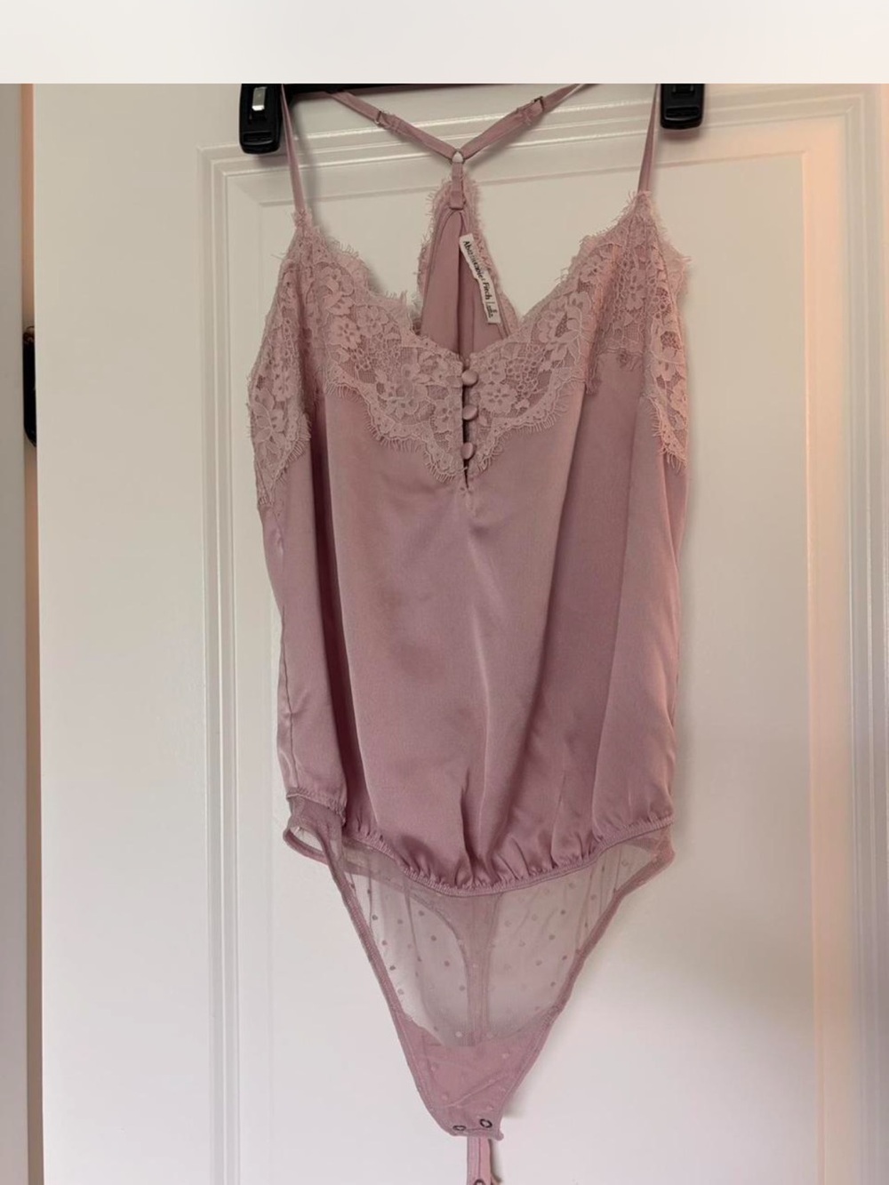 Abercrombie & Fitch Dusty Pink Lace-Trim Bodysuit size S